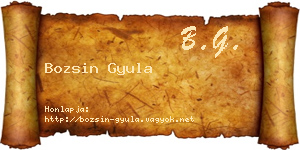 Bozsin Gyula névjegykártya